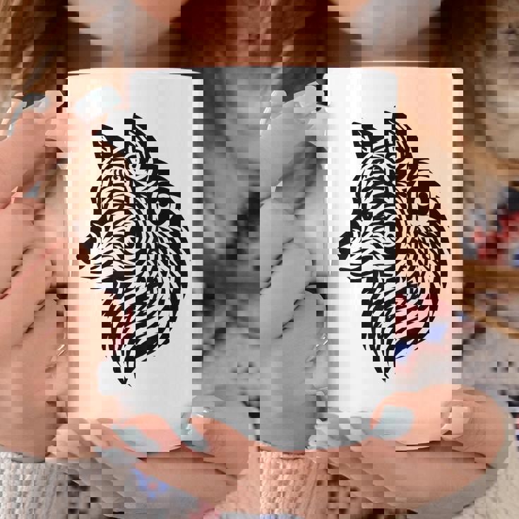 トライバルウルフ ポリネシア部族 マオリ柄 オオカミ コーヒーマグ 面白い贈り物