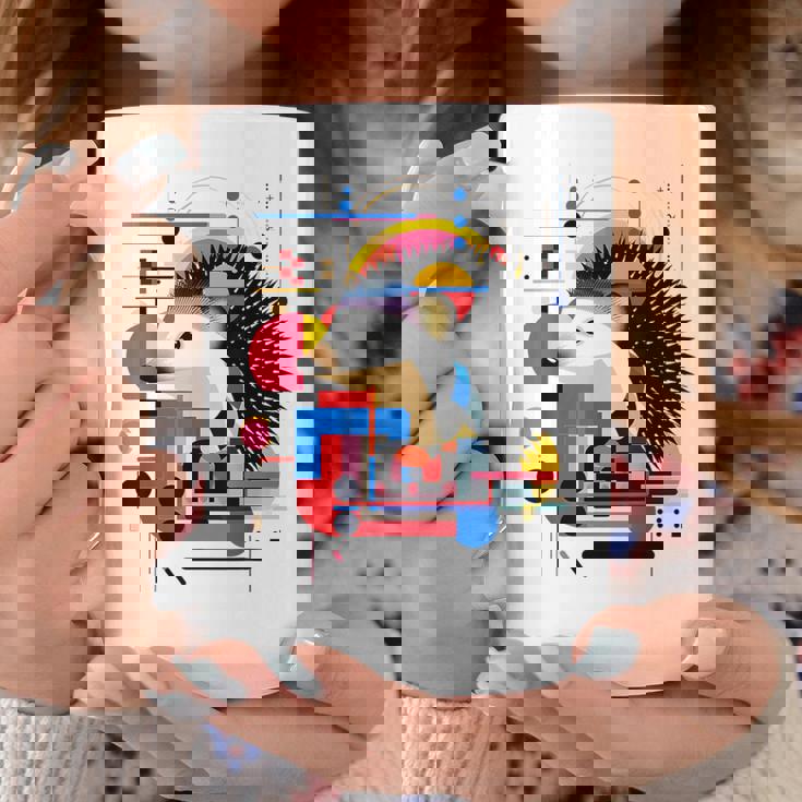 ハリネズミ アート 幾何学 動物 抽象 グラフィック ハリネズミ コーヒーマグ 面白い贈り物