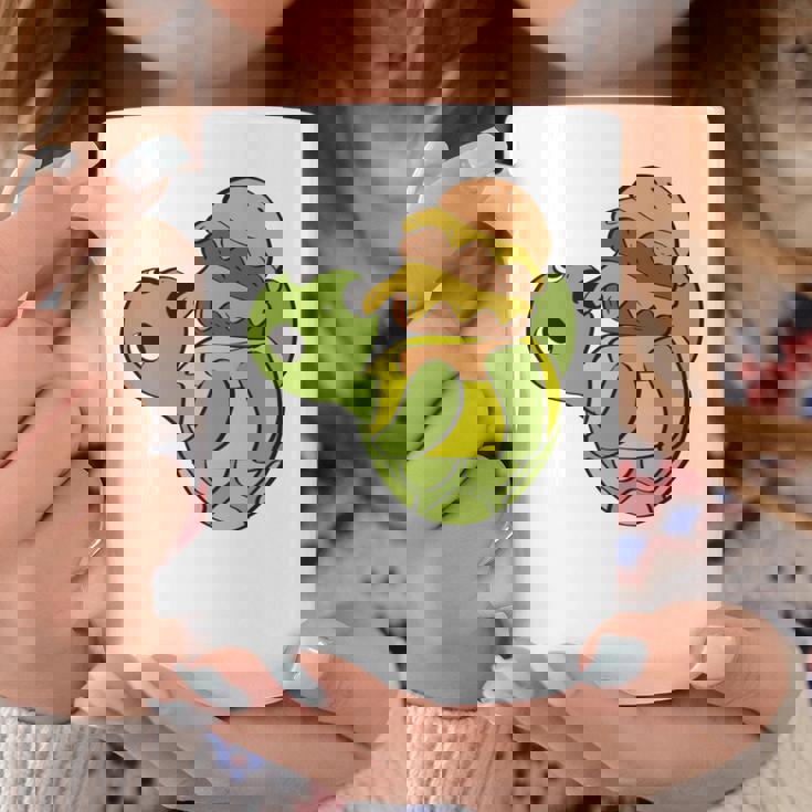 ハンバーガーを食べるかわいいカメ 面白いハンバーガー 長袖tシャツ コーヒーマグ 面白い贈り物