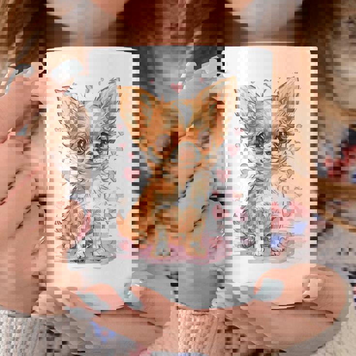 ハートに囲まれた愛らしいチワワ コーヒーマグ 面白い贈り物