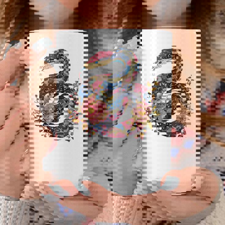 パイソン 蛇 フローラルボール パイソン タトゥーフラワー 蛇好き コーヒーマグ 面白い贈り物