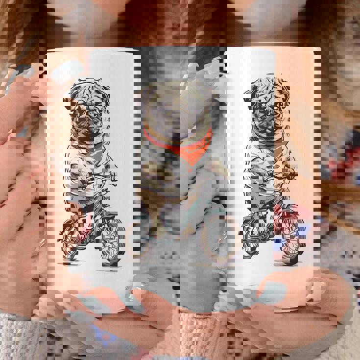 パグ いぬ イラスト パグ好き 犬好き 自転車 かわいい おもしろ レトロ かっこいい コーヒーマグ 面白い贈り物