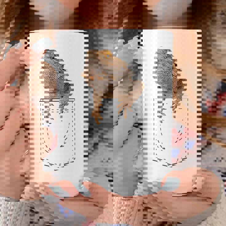 ヒゲのあるドラゴンリザード 爬虫類フェイクポケット コーヒーマグ 面白い贈り物