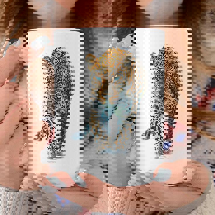 ヒョウ アニマルプリント モチーフ 描画 ポートレート ヒョウ コーヒーマグ 面白い贈り物