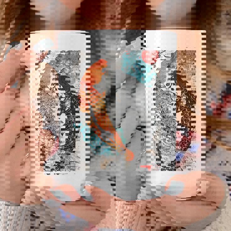 ビンテージ グラフィティ 錦鯉 魚 鯉 長袖tシャツ コーヒーマグ 面白い贈り物