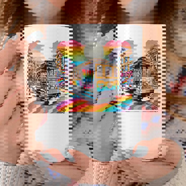 ビンテージ サンフランシスコ ケーブルカーf カストロ カリフォルニア Lgbtq 長袖tシャツ コーヒーマグ 面白い贈り物