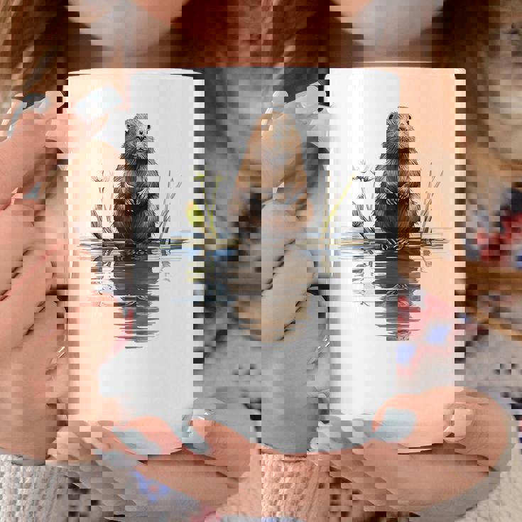 ビーバー 恋人 動物 アート イラスト グラフィック ビーバー コーヒーマグ 面白い贈り物