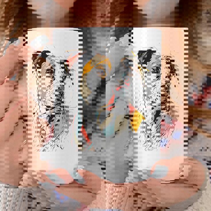 ピットブル 抽象 ペット お絵かき イラスト 動物 ピットブル コーヒーマグ 面白い贈り物