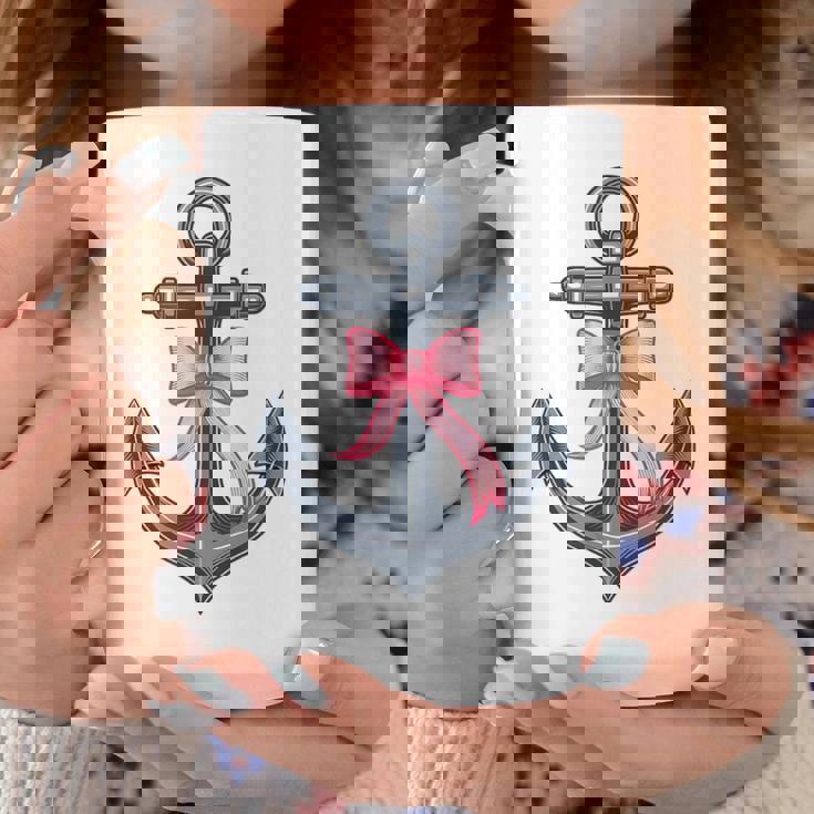 ピンクリボンボウコケット付きマリンアンカー。 コーヒーマグ 面白い贈り物