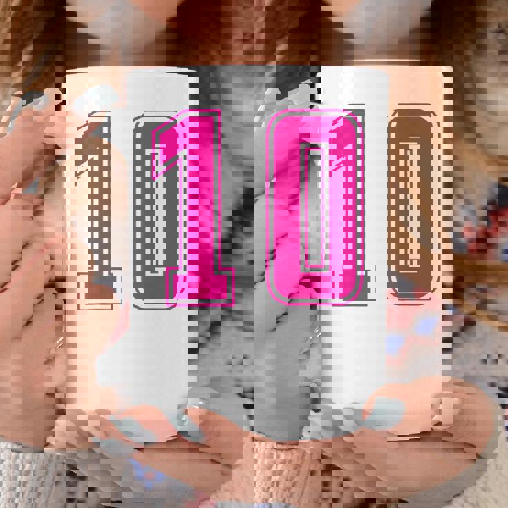 ピンク色背番号 10 チーム短大スポーツピンク色背番号付きユニフォーム コーヒーマグ 面白い贈り物