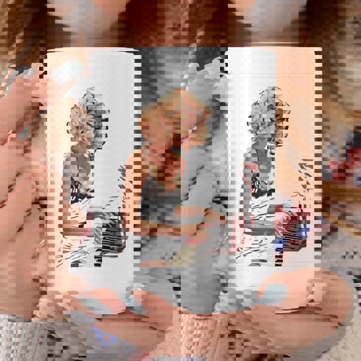 ピンナップガール ピアノ ピアニスト ヴィンテージ 長袖tシャツ コーヒーマグ 面白い贈り物