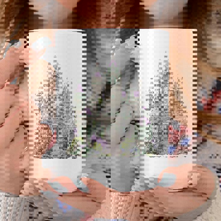 ファンタジーゴシックヴィクトリア朝の城 長袖tシャツ コーヒーマグ 面白い贈り物