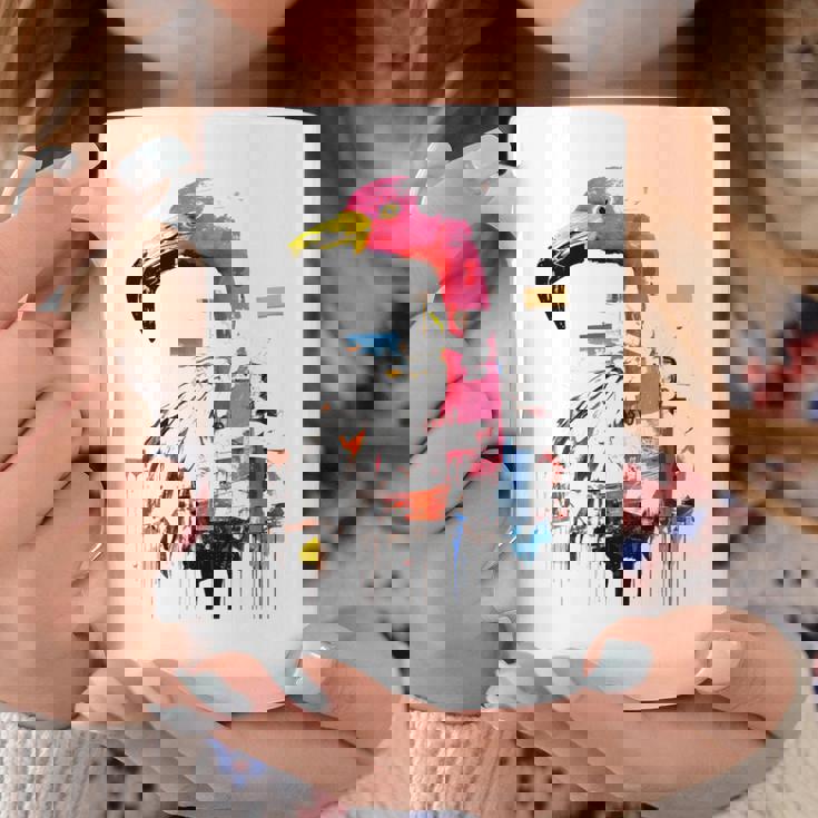 フラミンゴ 鮮やかな色 芸術的な野生動物の表現 コーヒーマグ 面白い贈り物