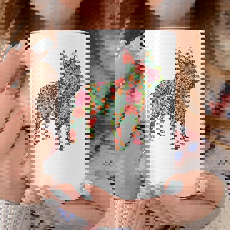 フレンチ ブルドッグ フラワー フローラル フレンチ ドッグ シルエット 犬 ペット コーヒーマグ 面白い贈り物