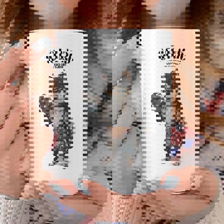 ブラック柴犬 筋トレ ダンベル付き フィットネスジム コーヒーマグ 面白い贈り物