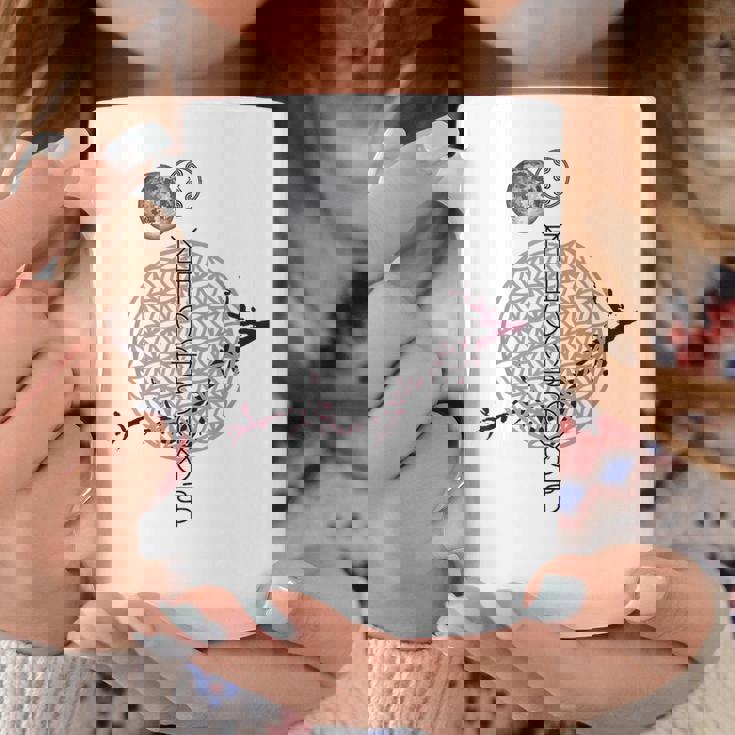 ホツマ文字 ヲシテ文字 フラワーオブライフ とほかみえみため とほかみゑひため 桜 月 アウワ 開運 言霊 宇宙 お守り コーヒーマグ 面白い贈り物