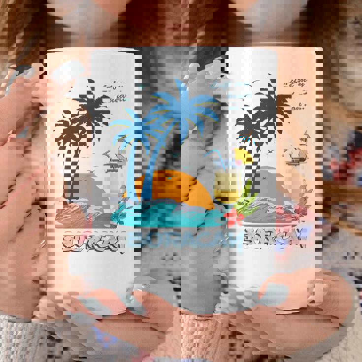 ボラカイ島 ヤシの木 日没 花 フィリピン ビーチ カクテル パラワン島 東南アジア 海鳥 島 贈り物 海 お土産 セブ コーヒーマグ 面白い贈り物