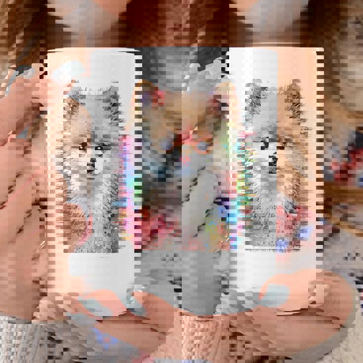 ポメラニアン 抽象画 グラフィック 絵画 動物 ポメラニアン コーヒーマグ 面白い贈り物