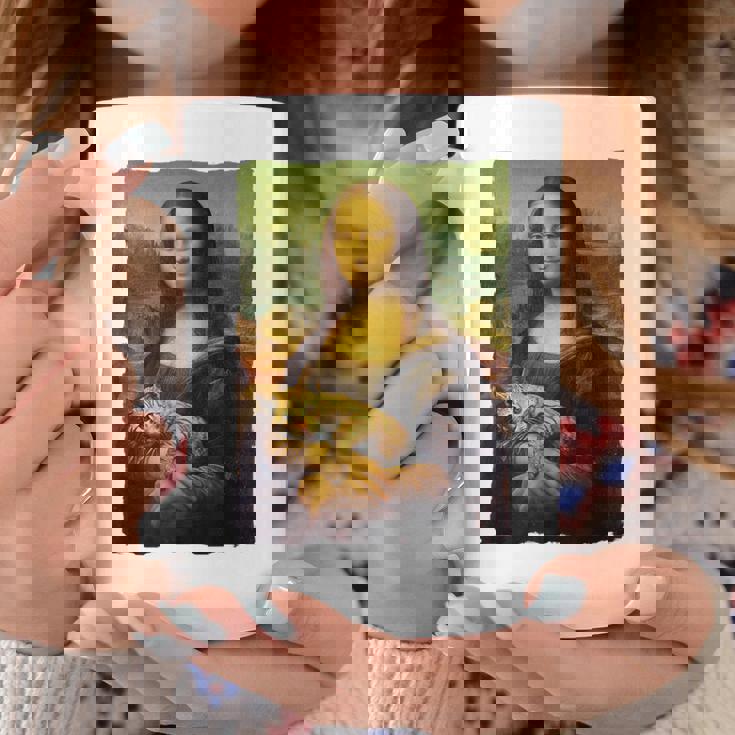 モナ・リザとオレンジ色の猫 面白いアートの絵 コーヒーマグ 面白い贈り物