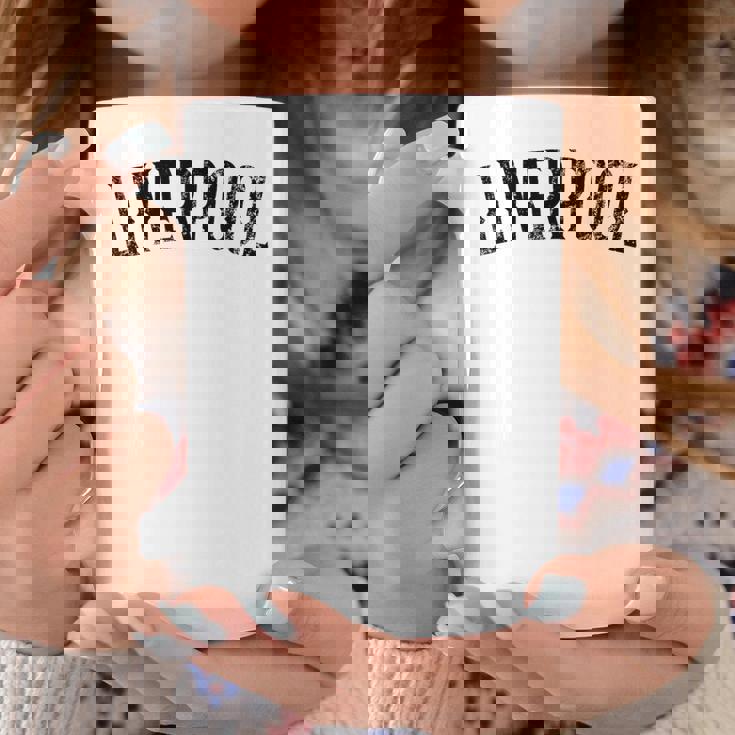 リバプール イギリス ヴィンテージ ブラック テキスト アパレル コーヒーマグ 面白い贈り物