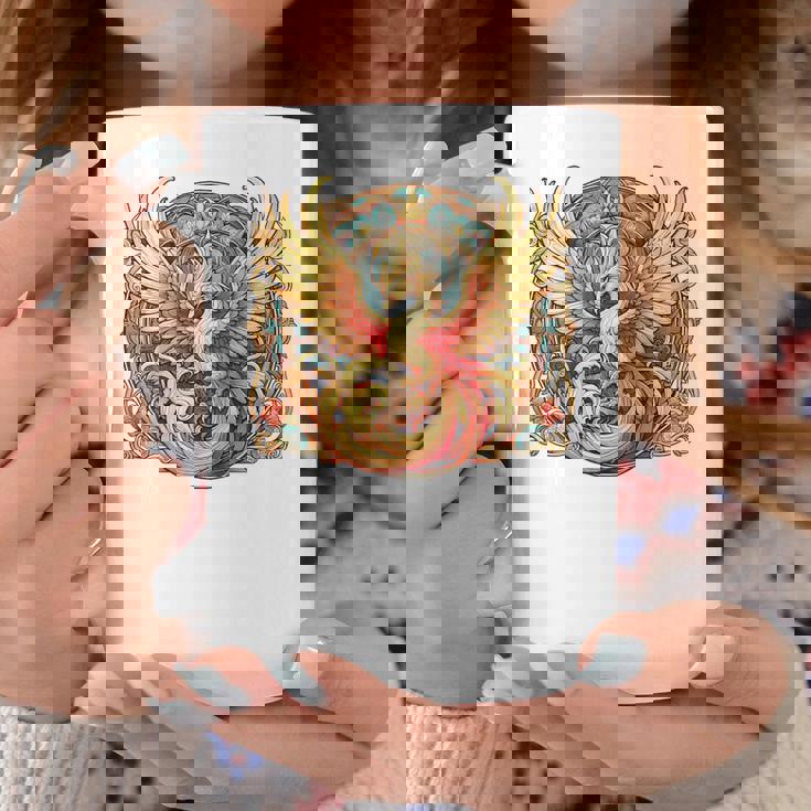 不死鳥 火の鳥 フェニックス イラスト バックプリント コーヒーマグ 面白い贈り物