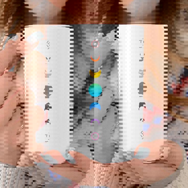 天空の月の満ち欠け バックプリント 虹の月天文学 コーヒーマグ 面白い贈り物