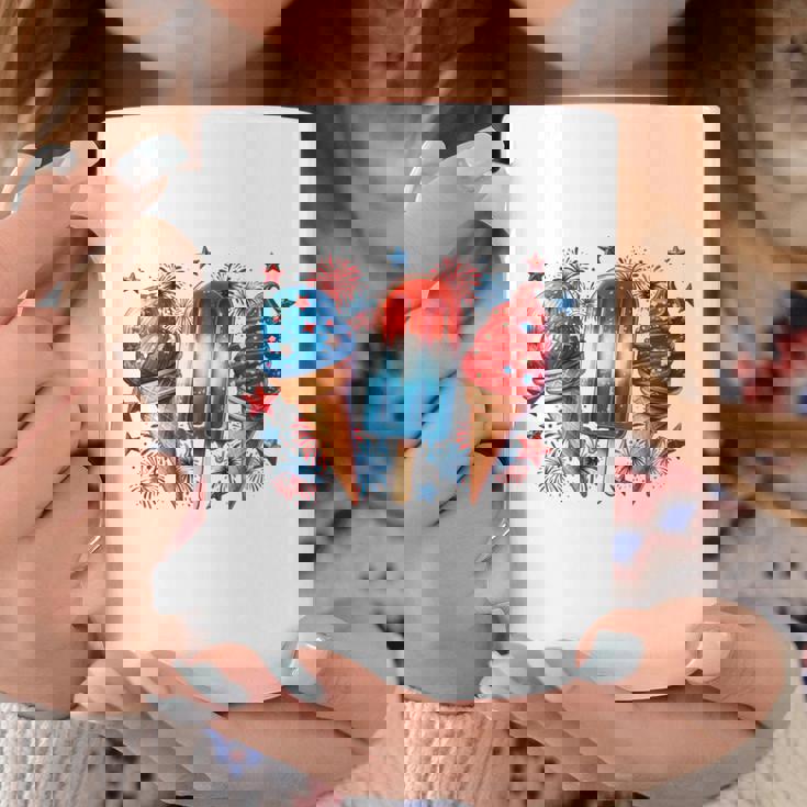 少年 赤 白 青 アメリカ国旗 7月4日 アイスキャンディー 愛国的 長袖tシャツ コーヒーマグ 面白い贈り物