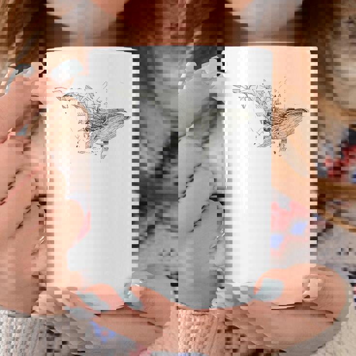 幾何学的クジラtシャツ メンズ シャツ レディース ブラック ホワイト コーヒーマグ 面白い贈り物