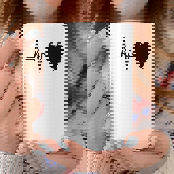 心電図のパターン ハートカラー ブラック コーヒーマグ 面白い贈り物