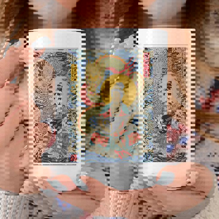 日本 浮世絵 滋賀 琵琶湖 竹生島 弁財天 竜 龍神 バックプリント コーヒーマグ 面白い贈り物