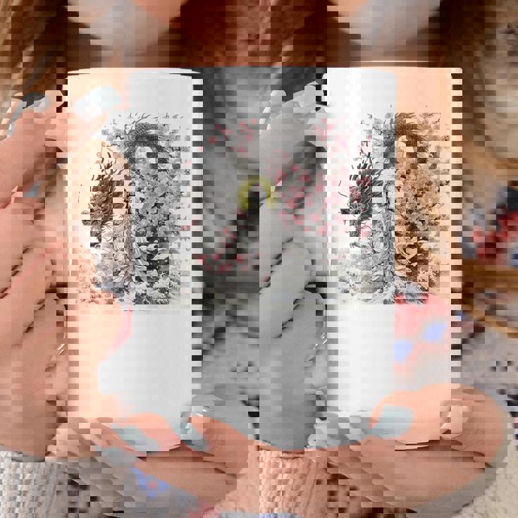 日本 浮世絵 観音菩薩 竜 桜 波 バックプリント コーヒーマグ 面白い贈り物