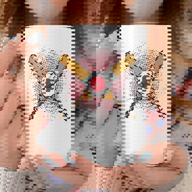 日本のクリケットラケットとボールの旗 長袖tシャツ コーヒーマグ 面白い贈り物