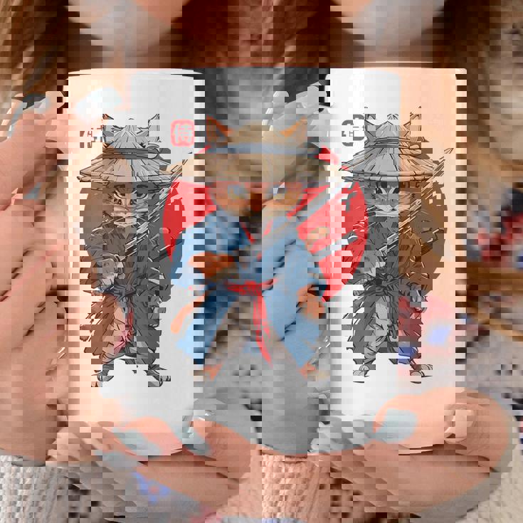 日本の侍 猫戦士 浮世侍 バックプリント コーヒーマグ 面白い贈り物