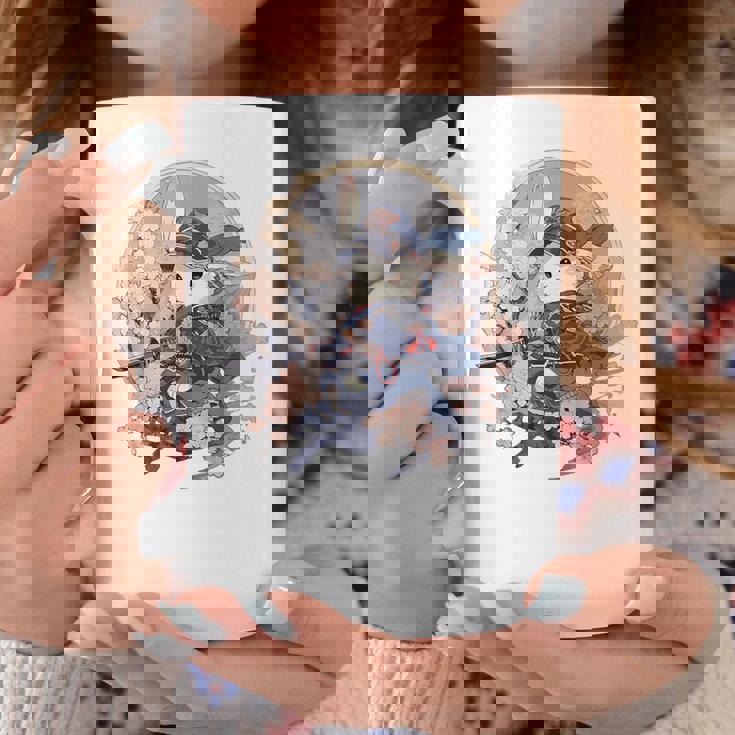 日本美術 うさぎ 忍者 浮世絵 アニメ風 侍うさぎ コーヒーマグ 面白い贈り物