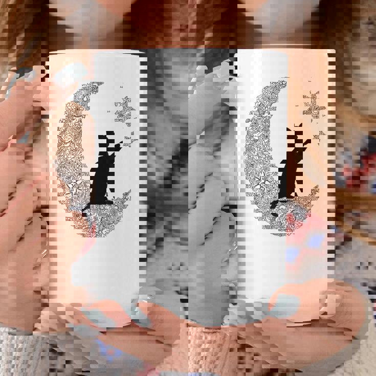 曼荼羅猫tシャツ レディース メンズ ユース 月と星 コーヒーマグ 面白い贈り物