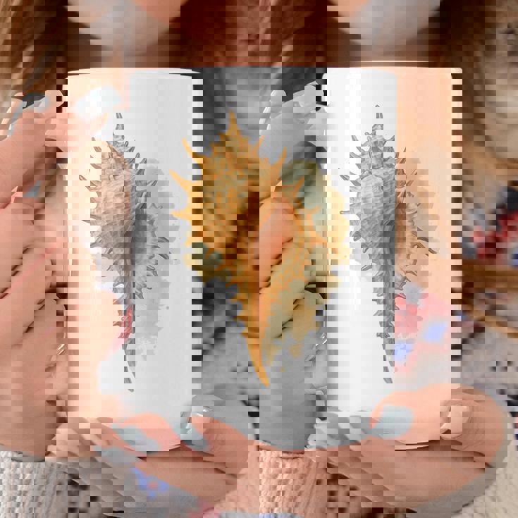 水彩 ムレックス 貝殻 貝殻 ハンティング ビーチコーミング コーヒーマグ 面白い贈り物