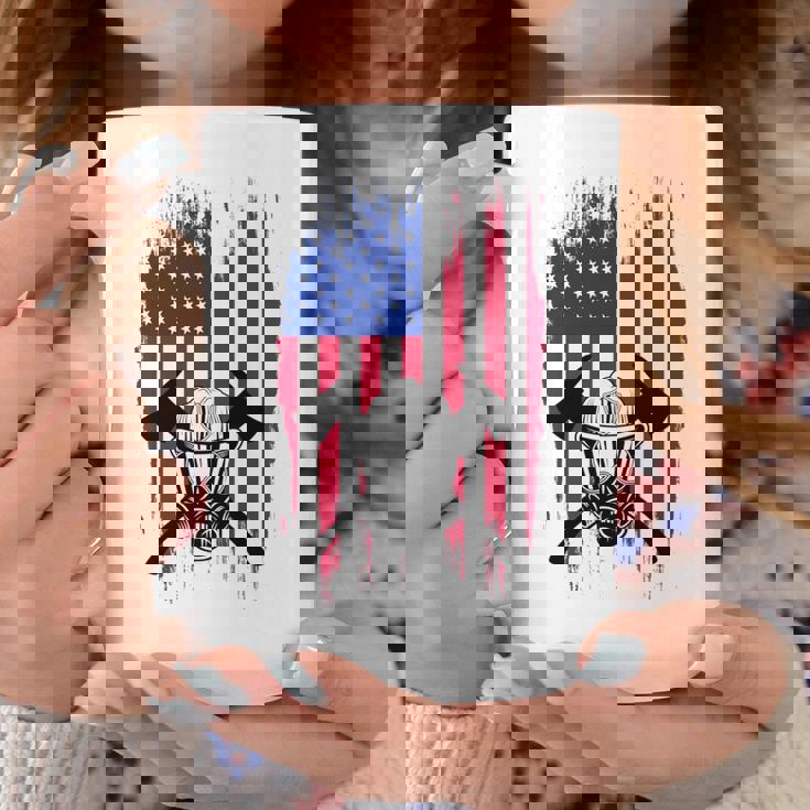 消防士 アメリカ国旗 7月4日 男性 お父さん 消防士 長袖tシャツ コーヒーマグ 面白い贈り物