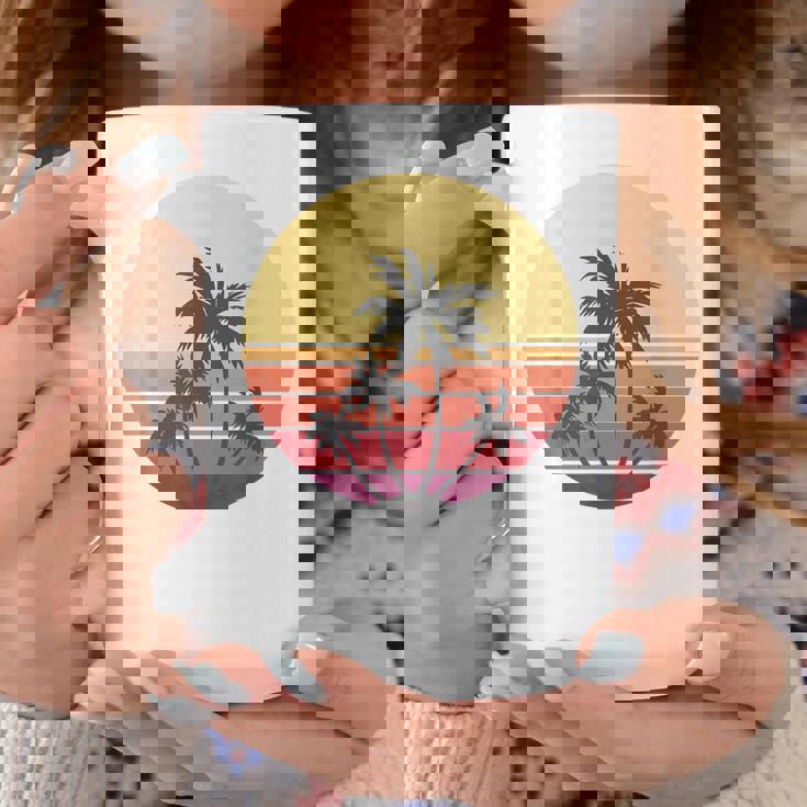 涼しい 夏休み メンズ レディース サンセット ビーチ ヤシの木 コーヒーマグ 面白い贈り物