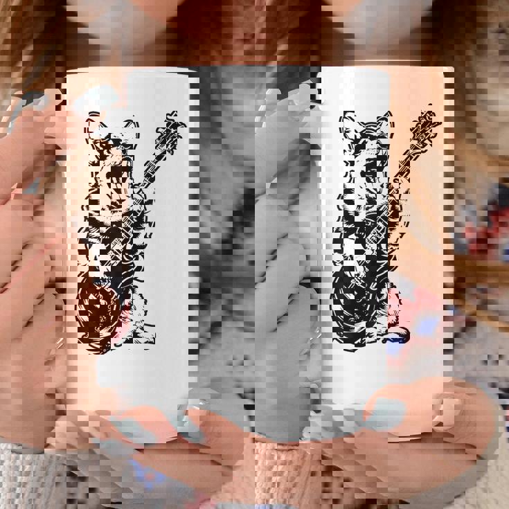 犬 ギタリスト ギター ペンブローク ウェールズ コーギー パパ ママ コーヒーマグ 面白い贈り物