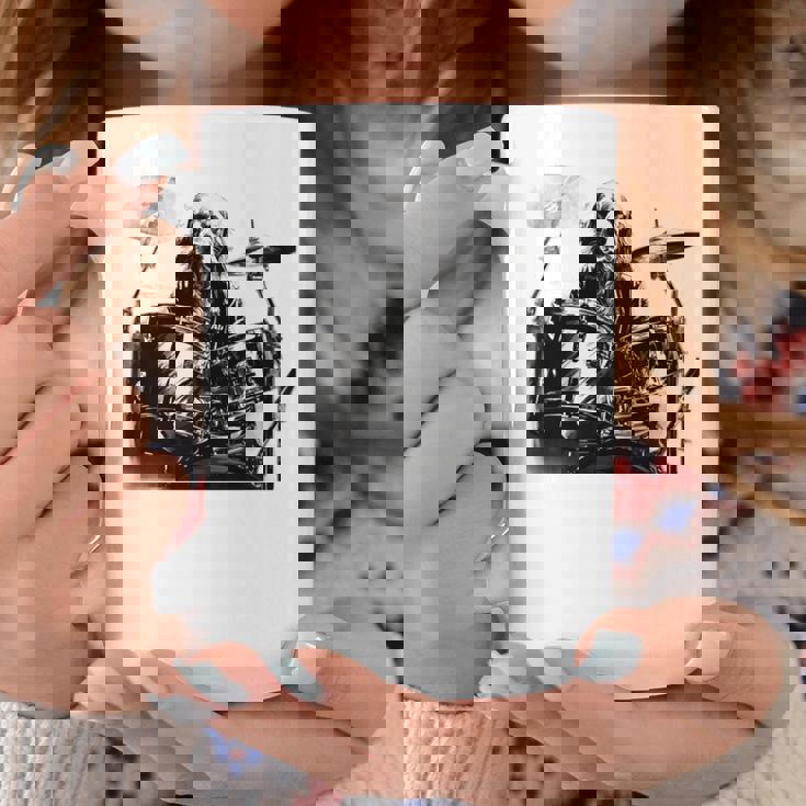 犬がドラムを叩く 長袖tシャツ コーヒーマグ 面白い贈り物