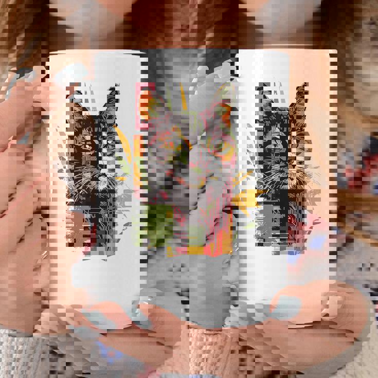 猫 抽象的 かわいい アート ポートレート 動物 恋人 グラフィック 猫 コーヒーマグ 面白い贈り物