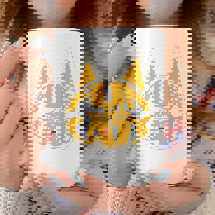 猫と一緒に楽しい！ バックプリント かわいい ねこ好き おもしろ コーヒーマグ 面白い贈り物