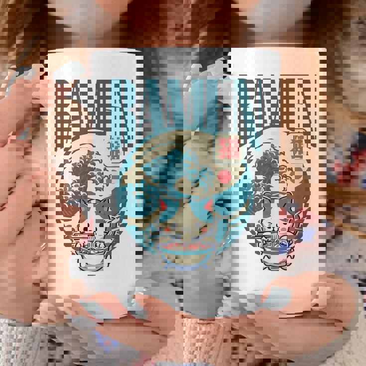 猫食べるラーメン キッズ&大人、日本の神奈川波ラーメン コーヒーマグ 面白い贈り物