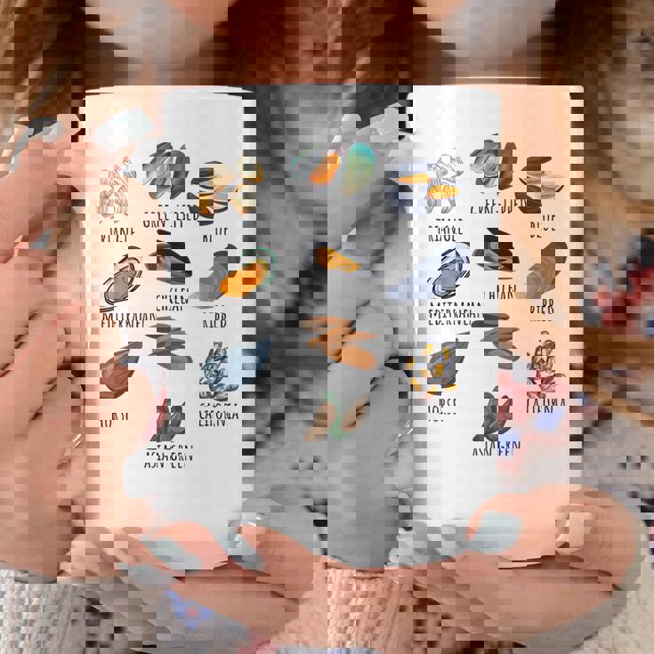 異なる種類のムール貝の品種コレクション、かわいいムール貝が大好き コーヒーマグ 面白い贈り物