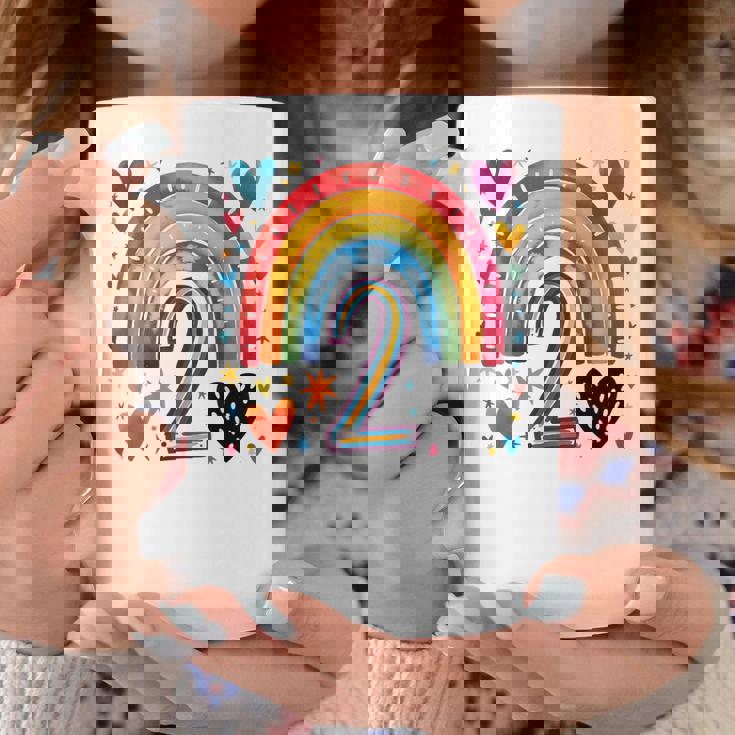 私はもう2歳 女の子のためのかわいいレインボーバースデーデザイン コーヒーマグ 面白い贈り物