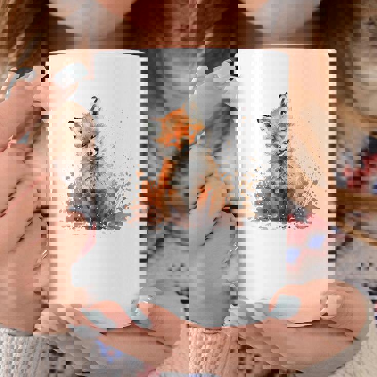 笑顔 水彩 キツネ 森林 動物 コーヒーマグ 面白い贈り物