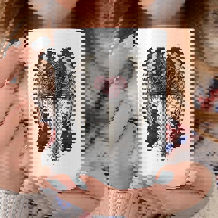 翼とバラのゴシック・クロス 長袖tシャツ コーヒーマグ 面白い贈り物