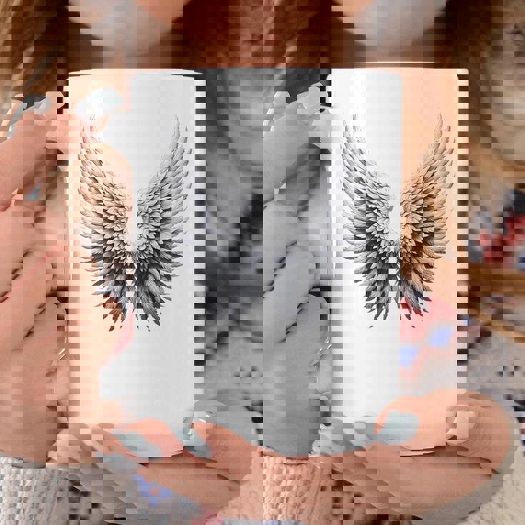 背中には白い天使の羽 コーヒーマグ 面白い贈り物
