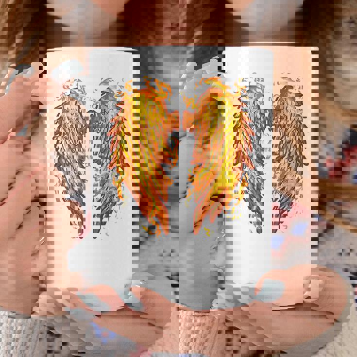 裏面に燃える天使の翼 火の羽 コーヒーマグ 面白い贈り物