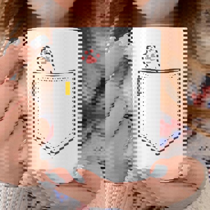 隠れネコ ねこ 猫 隠す 猫好き 猫の足 猫足 肉球 白猫 ワンポイント ポケット デザイン かわいい おもしろ コーヒーマグ 面白い贈り物